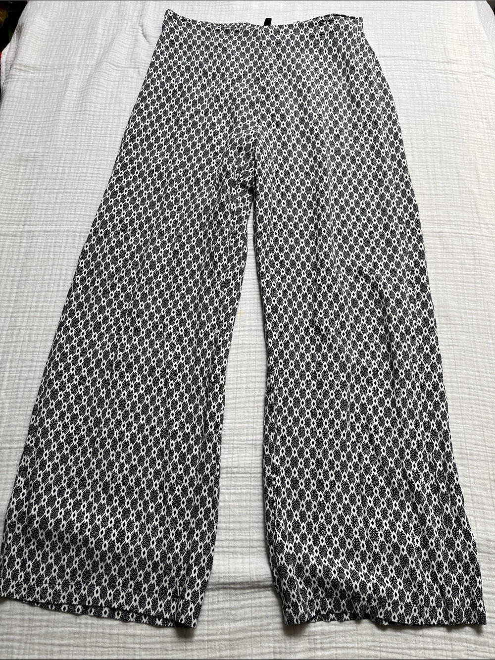 Vero Moda Black White Printed Fluid Summer Pants Heavy Drape Size S